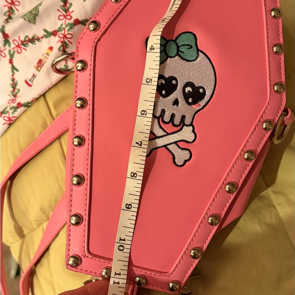 Dolls Kill Pink Coffin Crossbody Bag with Skull - Picture 8 of 9